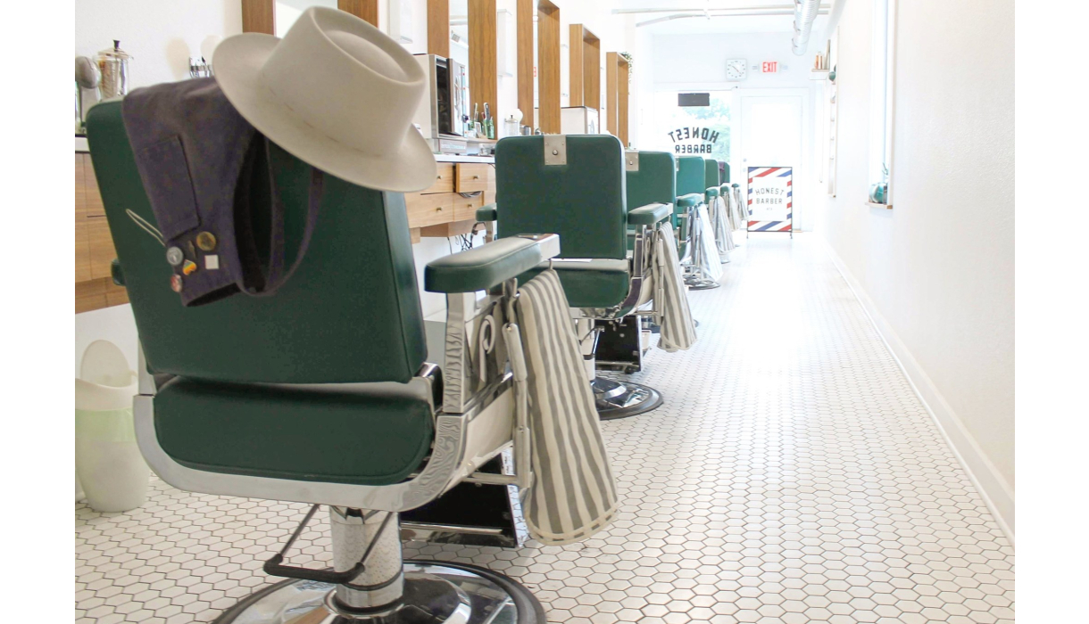 Vintage style barber chairs at Honest Barber in Austin, TX