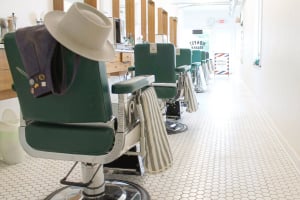 Vintage style barber chairs at Honest Barber in Austin, TX