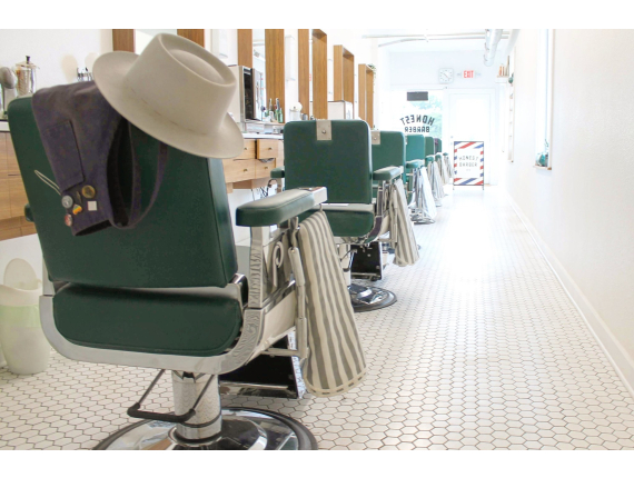 Vintage style barber chairs at Honest Barber in Austin, TX
