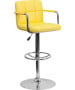 Contemporary Quilted Adjustable Height Stool with Chrome Base-image6