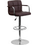 Contemporary Quilted Adjustable Height Stool with Chrome Base-image9