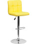 Contemporary Quilted Vinyl Adjustable Stool with Chrome Base-image6