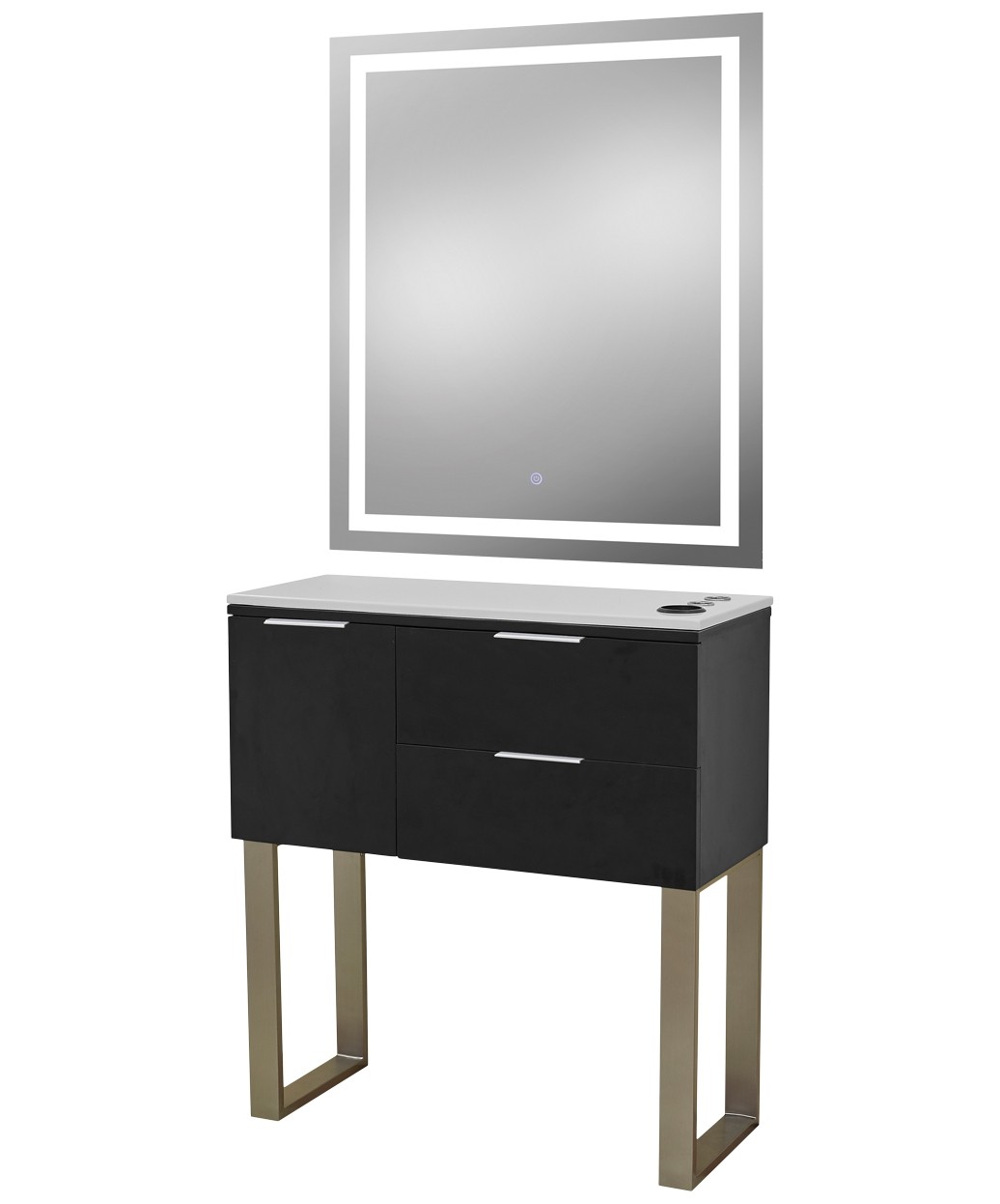 Pibbs 6002 Capri Styling Station w/ Legs & LED Mirror