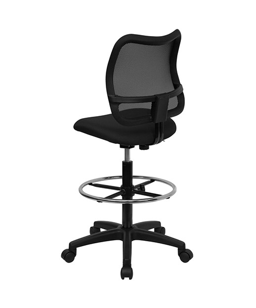 Mid-Back Mesh Stool with Black Fabric Seat