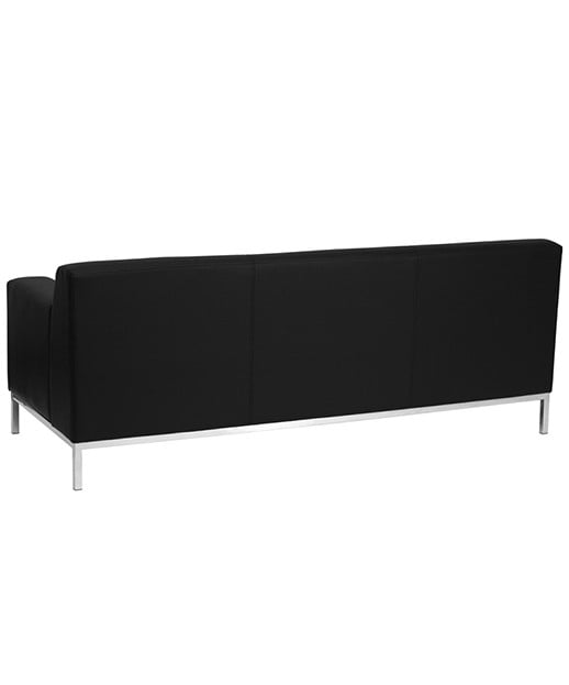 Contemporary Black Leather Sofa with Stainless Steel Frame