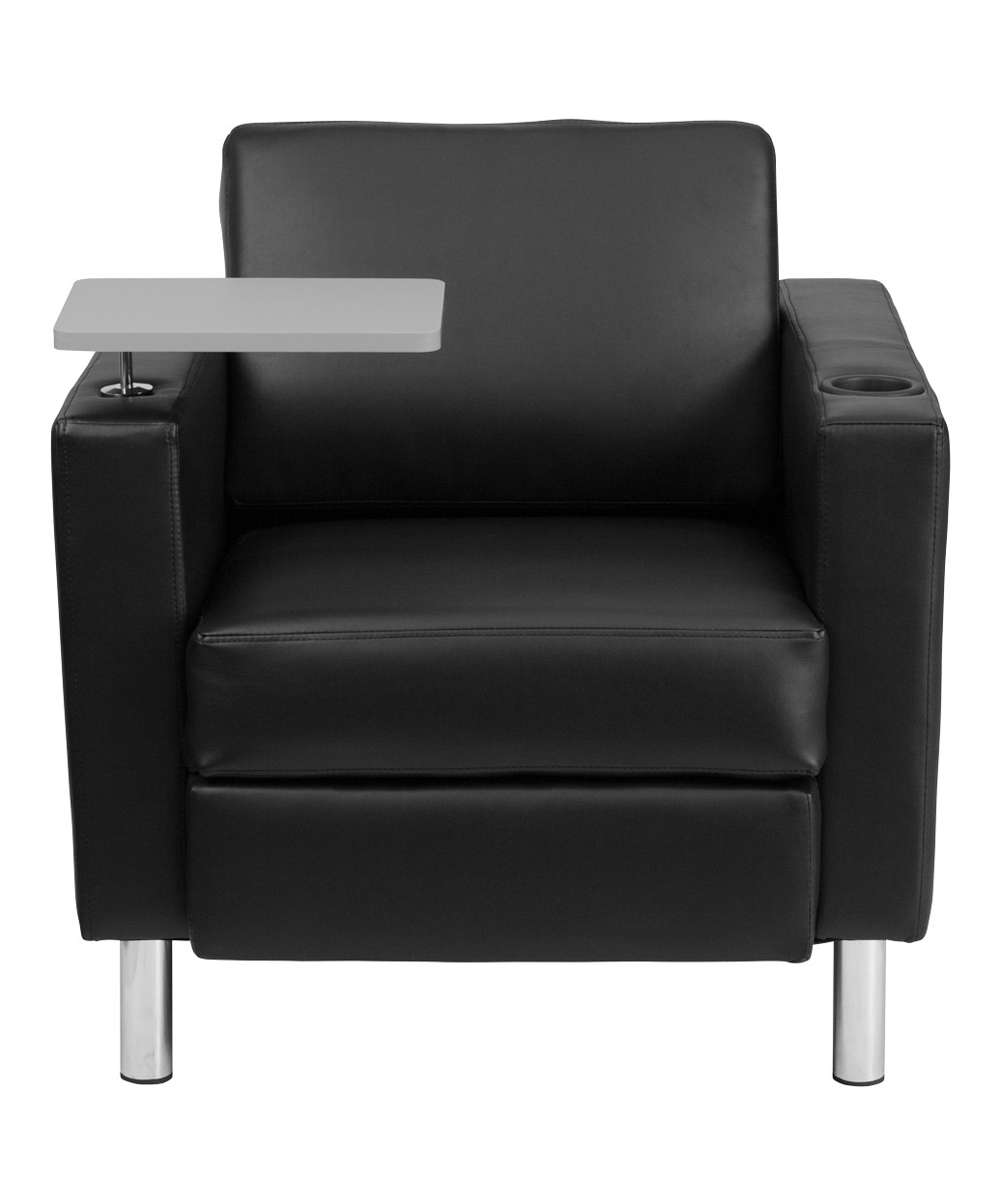 Square Leather Waiting Chair With Tablet Arm