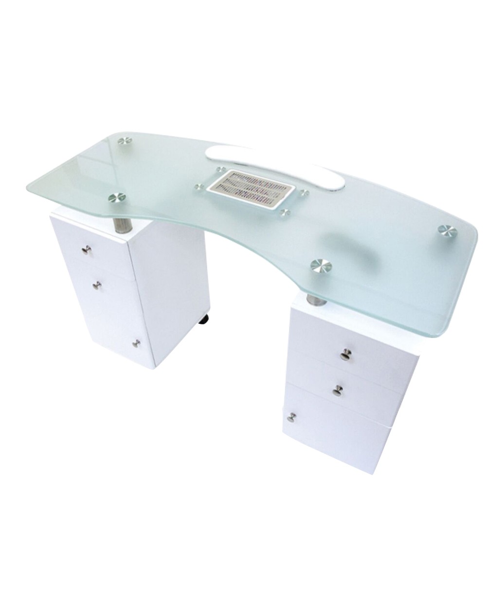J&A Manicure Nail Table with Vent & Glass Top by BuyRite