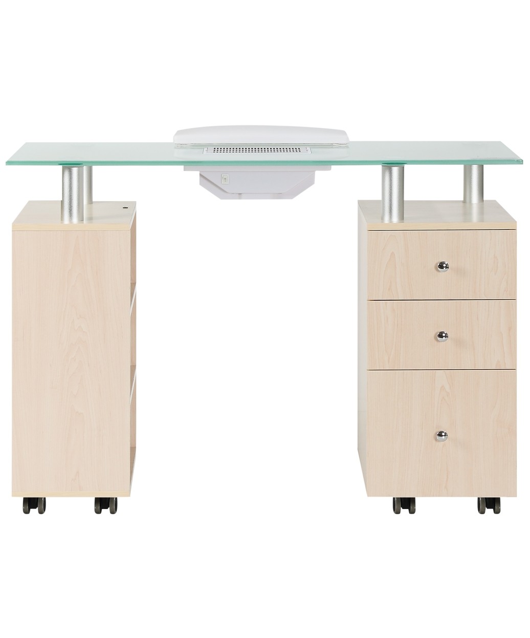 J&A Manicure Nail Table with Vent & Glass Top by BuyRite