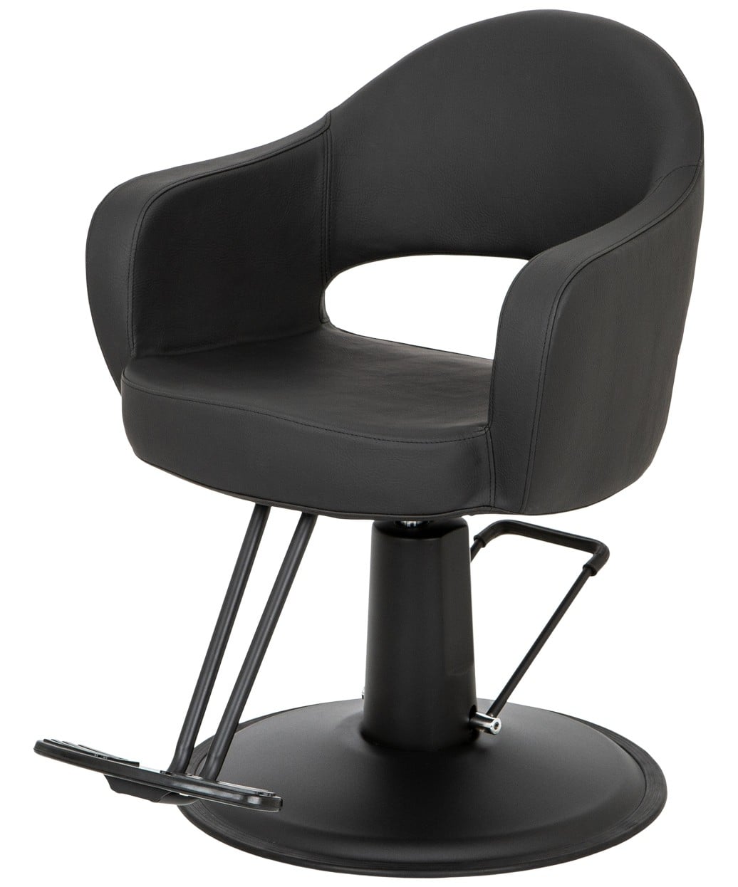 Cleo Salon Styling Chair with CrevasseFree Seat Cushions In All Black