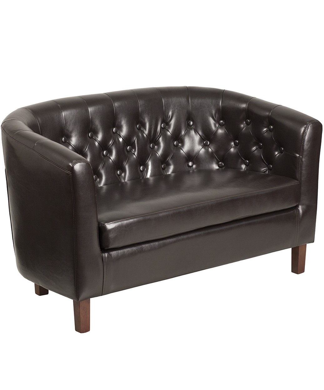 Tufted leather deals loveseat
