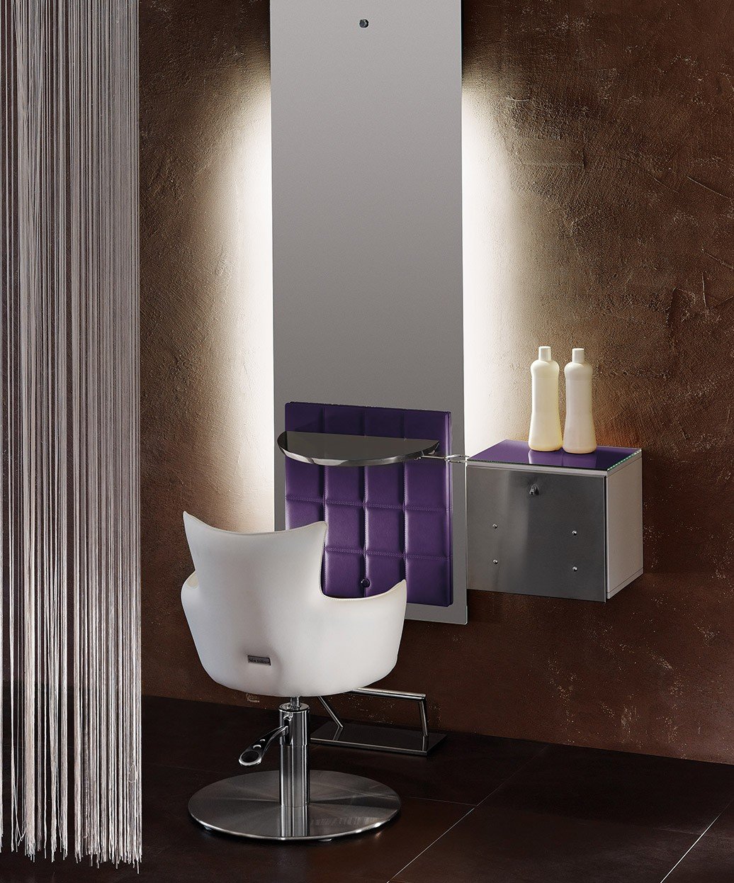 Salon Ambience Lisboa Sky Mirror Styling Station w/ Storage