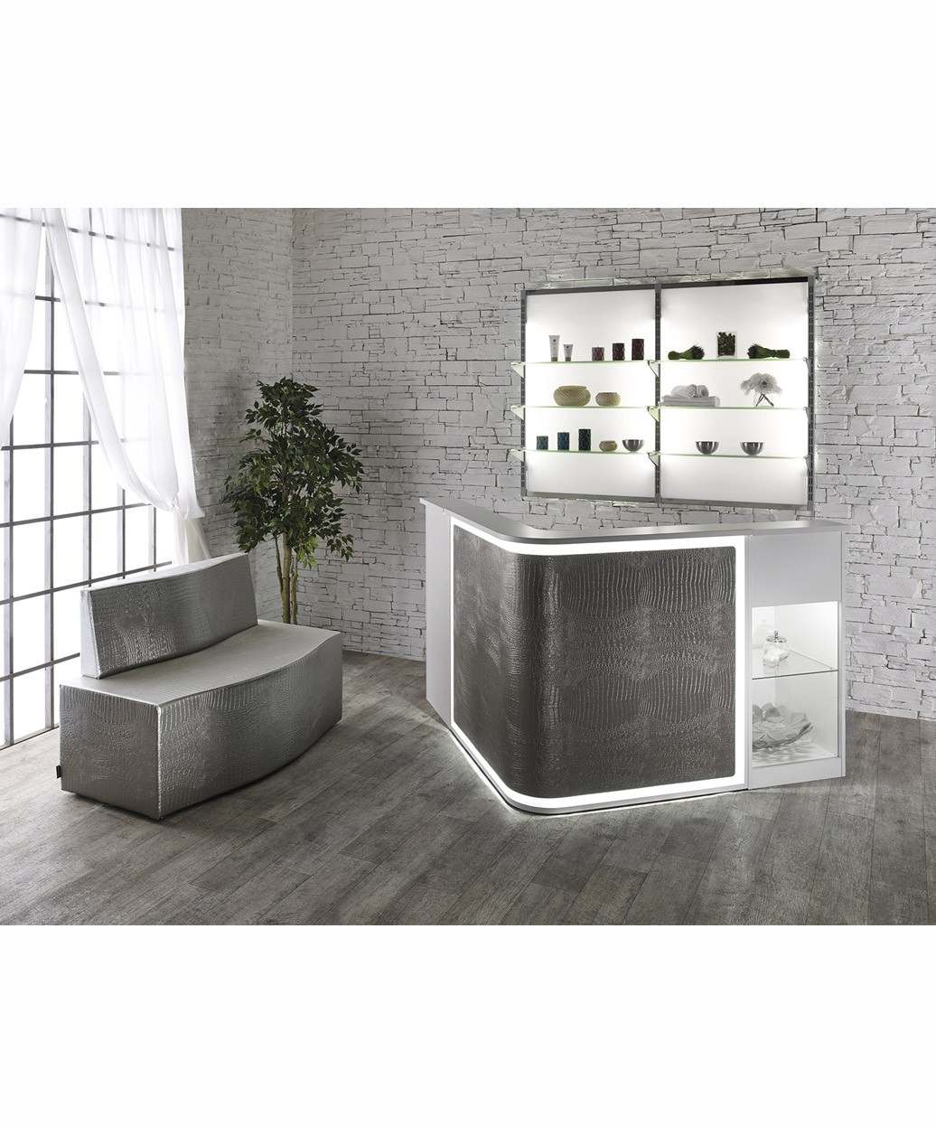 Salon Ambience RD216 Smart Italian Reception Desk w/ LED Light