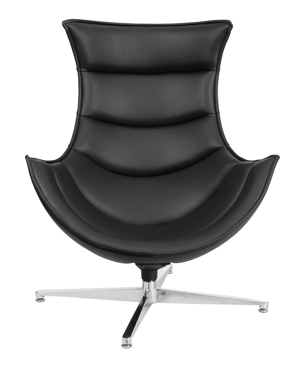 Black Leather Swivel Cocoon Chair