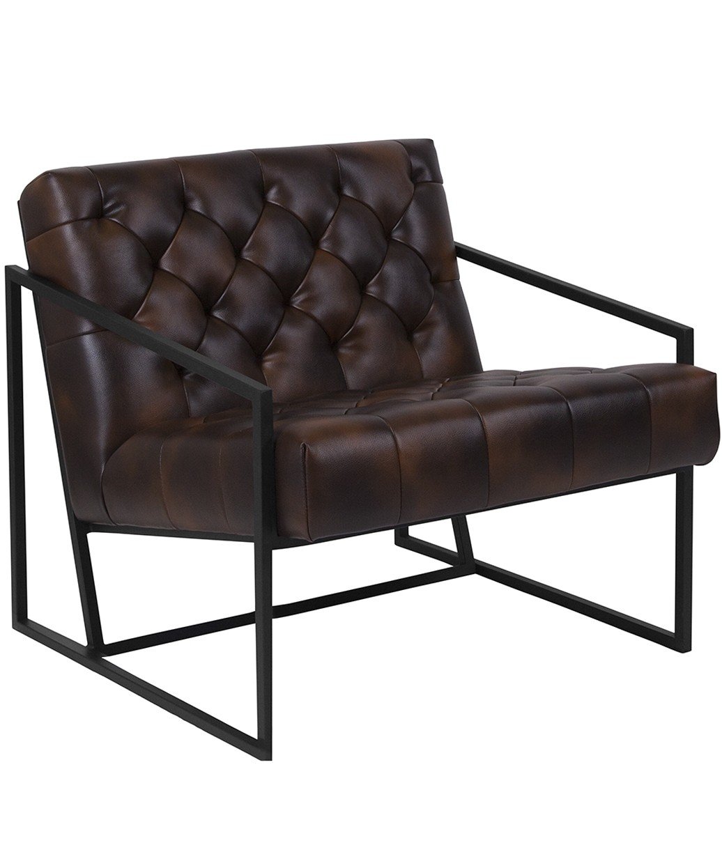 Keane Tufted Leather Chair w/ Metal Frame