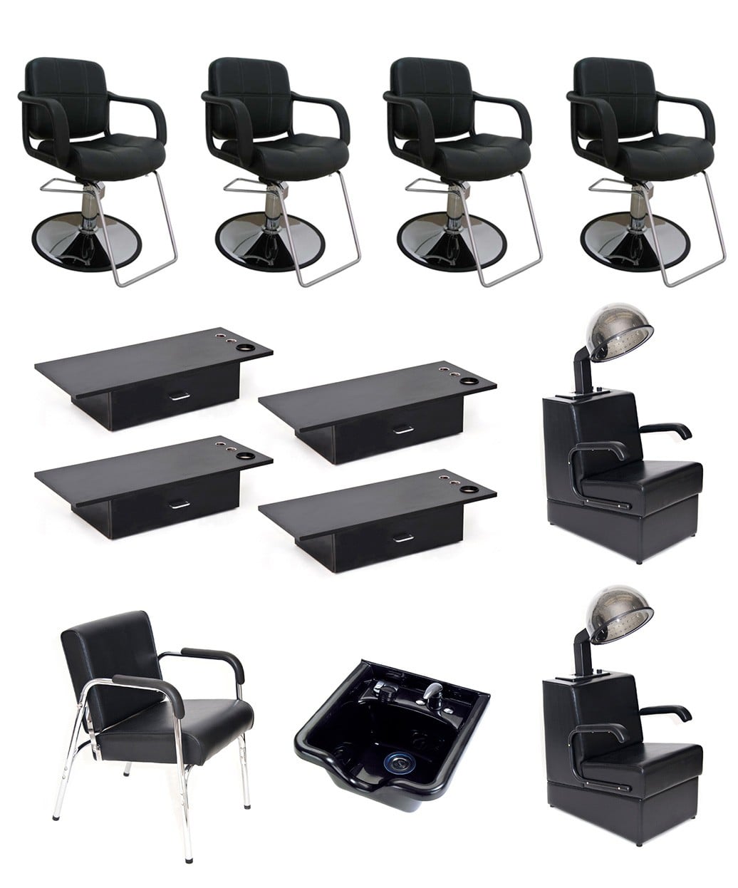 4 Operator Basic Salon Furniture & Equipment Package With Chairs