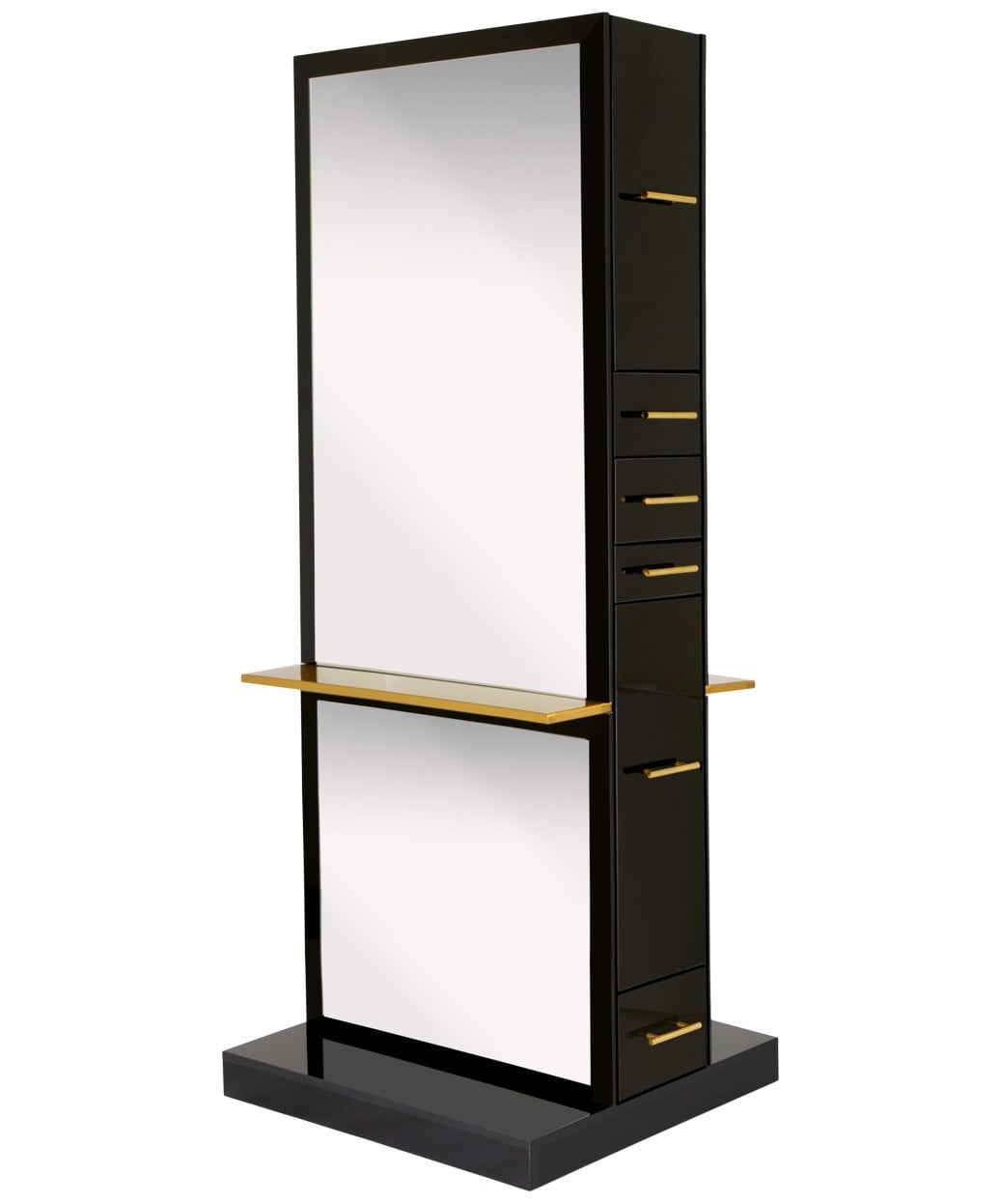 Milan Double Sided Styling Station with Shelf Full Length Mirror Hidden