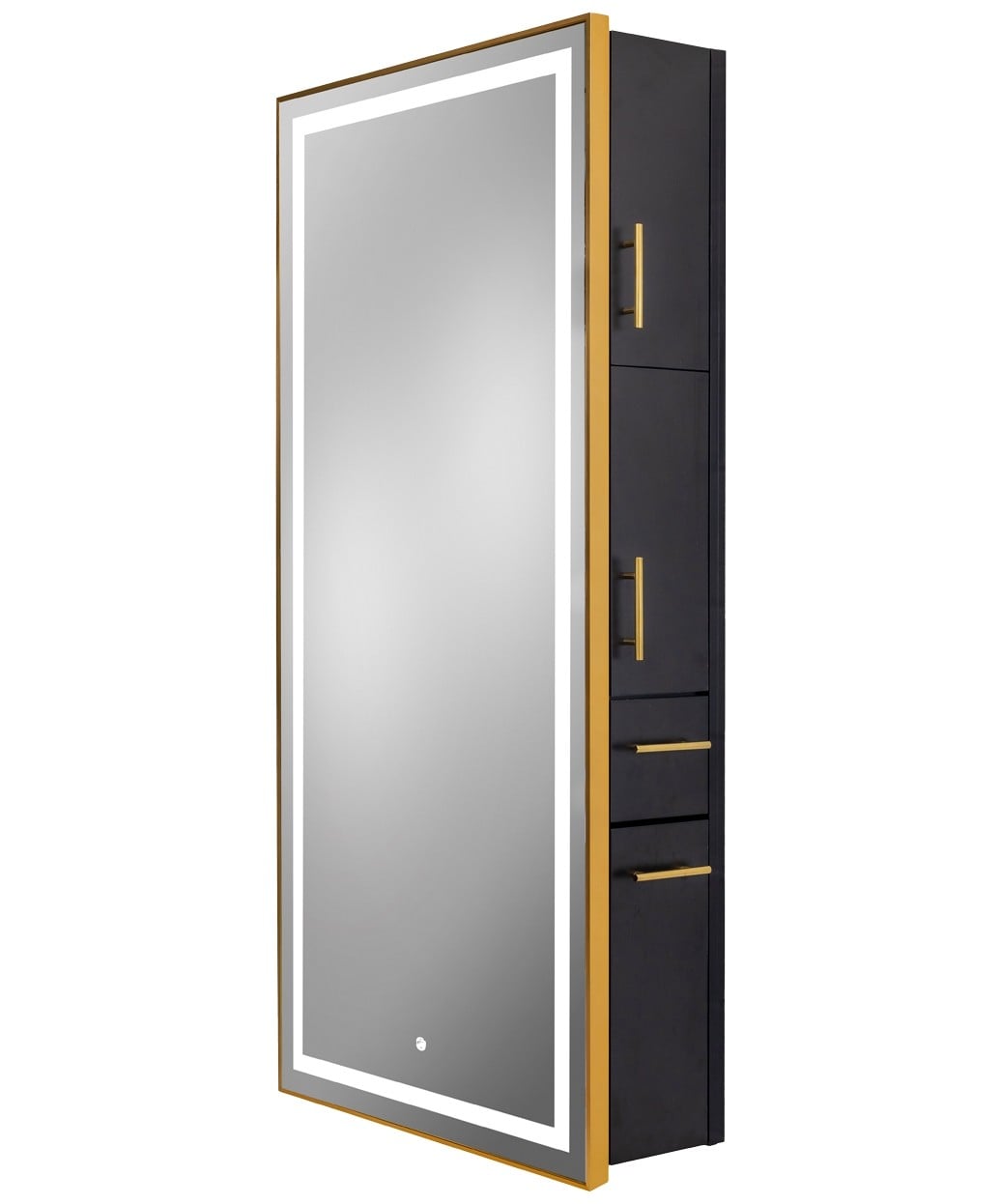 Pibbs Lumina Gold Frame LED Salon Mirror & Storage 9220SER w/ Full