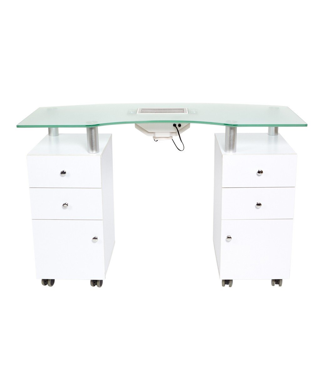 J&A Manicure Nail Table with Vent & Glass Top by BuyRite