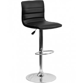 Contemporary Horizontal Vinyl Adjustable Stool with Chrome Base