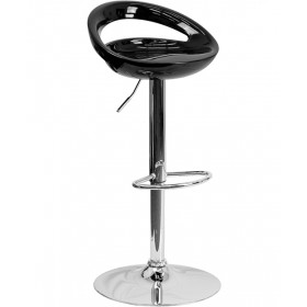 Contemporary Black Plastic Adjustable Height Stool