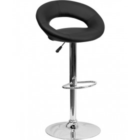 Contemporary Rounded Back Adjustable Stool with Chrome Base