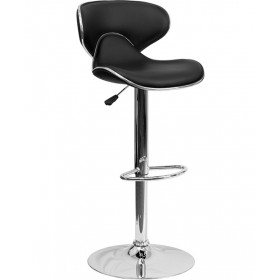 Contemporary Cozy Mid-Back Adjustable Stool with Chrome Base