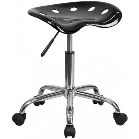 Vibrant Black Tractor Seat and Chrome Stool