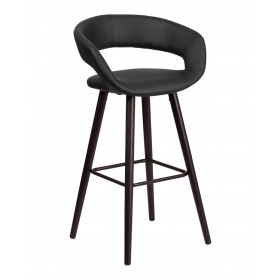 Brynn Contemporary Vinyl Stool w/ Cappuccino Wood Frame