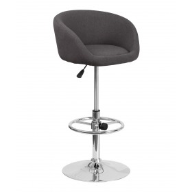 Contemporary Curved Vinyl Adjustable Stool With Chrome Base