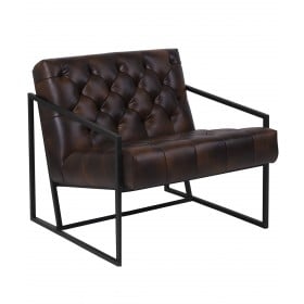 Keane Tufted Leather Chair w/ Metal Frame