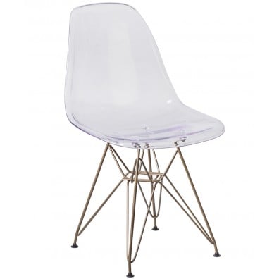 Ghost Reception Chair w/ Gold Metal Base
