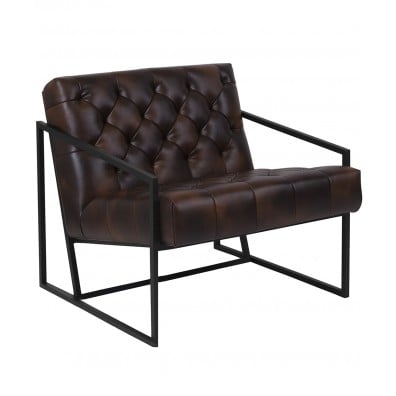 Keane Tufted Leather Chair w/ Metal Frame