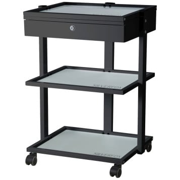 Silver Fox 1040A Glass Spa Utility Trolley w/ Storage