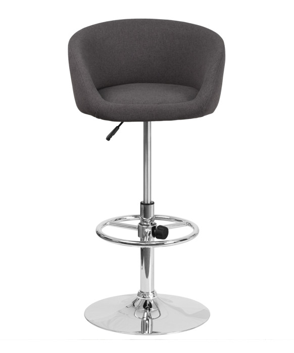 Contemporary Curved Vinyl Adjustable Stool With Chrome Base