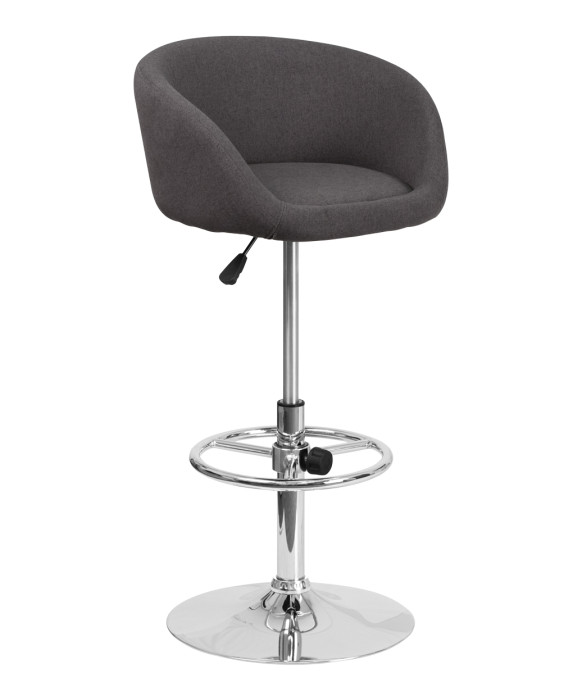Contemporary Curved Vinyl Adjustable Stool With Chrome Base