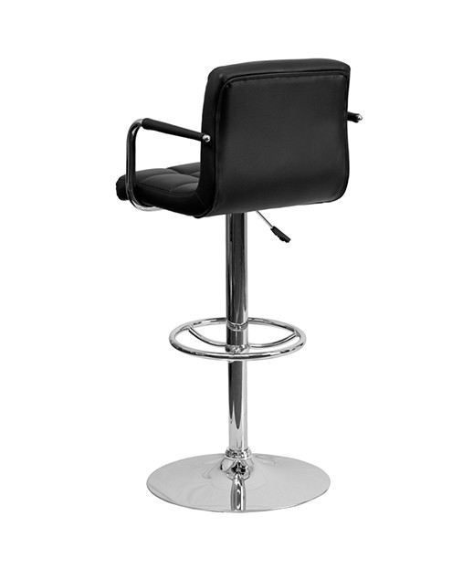 Contemporary Quilted Adjustable Height Stool with Chrome Base