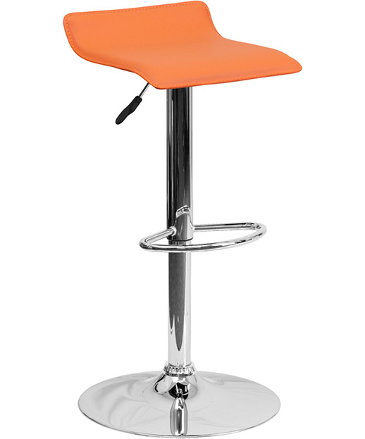 Contemporary Vinyl Adjustable Height Stool with Chrome Base