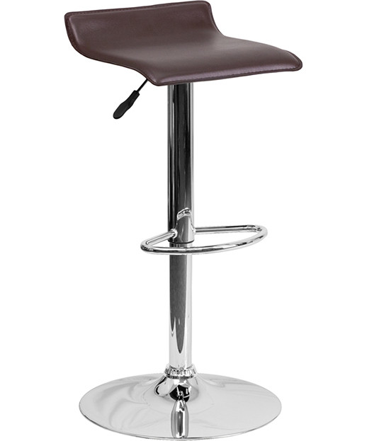 Contemporary Vinyl Adjustable Height Stool with Chrome Base