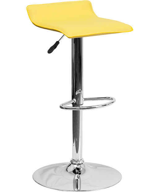 Contemporary Vinyl Adjustable Height Stool with Chrome Base