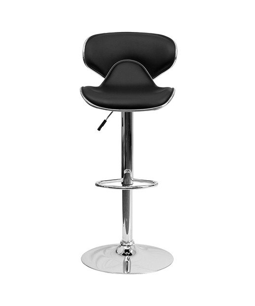 Contemporary Cozy Mid-Back Adjustable Stool with Chrome Base