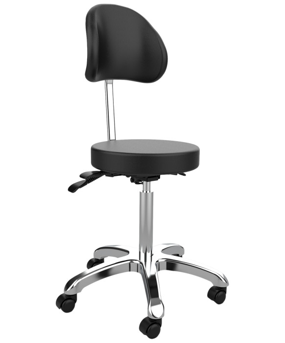 Silver Fox 1025B Adjustable Round Stool w/ Back