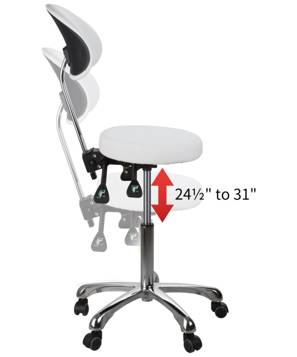 Silver Fox 1025B Adjustable Round Stool w/ Back