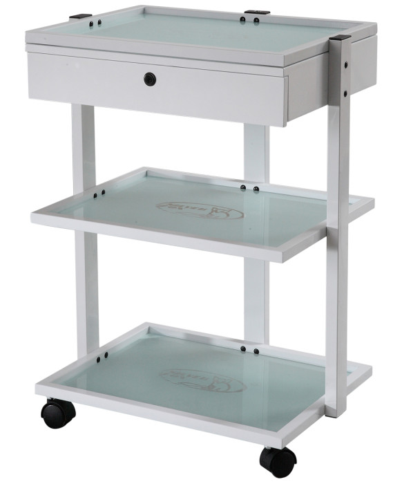 Silver Fox 1040A Glass Spa Utility Trolley w/ Storage