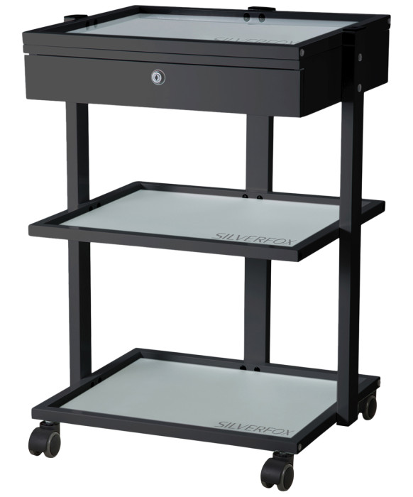 Silver Fox 1040A Glass Spa Utility Trolley w/ Storage