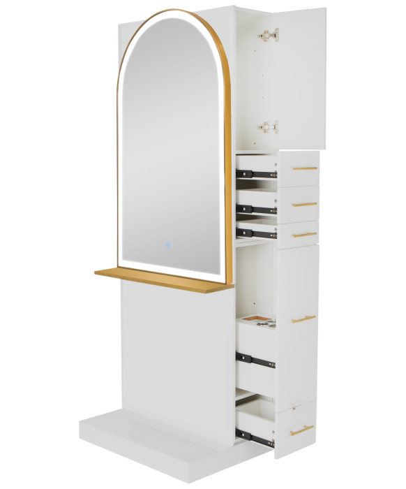 Milan Ultra Single Sided LED Styling Station w/ Shelf