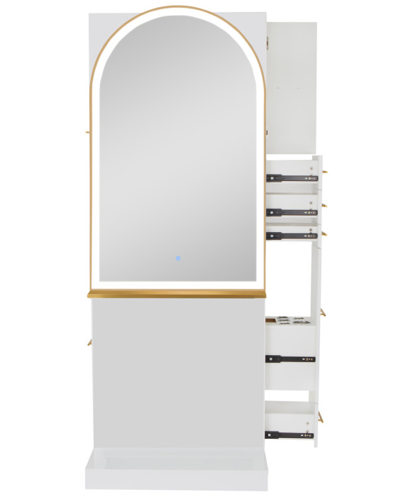 Milan Ultra Single Sided LED Styling Station w/ Shelf