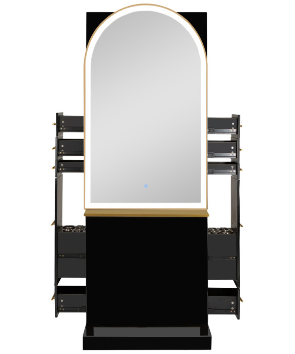 Milan Ultra Double Sided LED Styling Station w/ Shelf