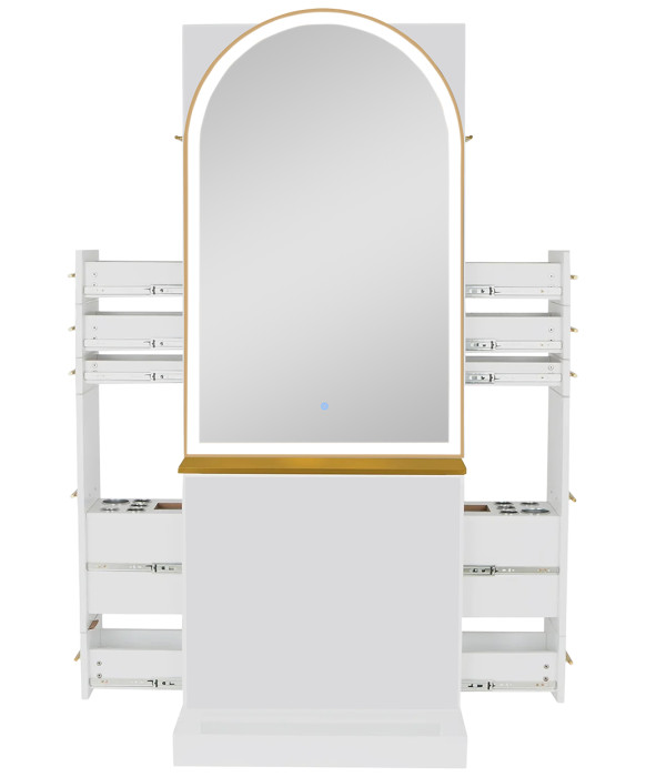 Milan Ultra Double Sided LED Styling Station w/ Shelf