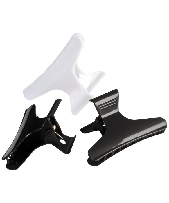 Burmax 186B Soft 'N Style Butterfly Clamps, Wide, Black & White 3