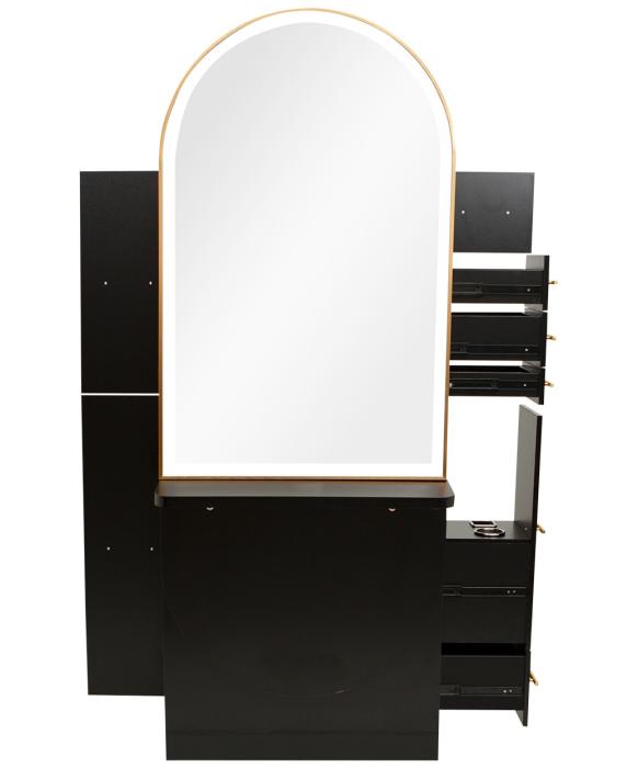Pibbs PV801 Arched Styling Station & Mirror w/ Shelf